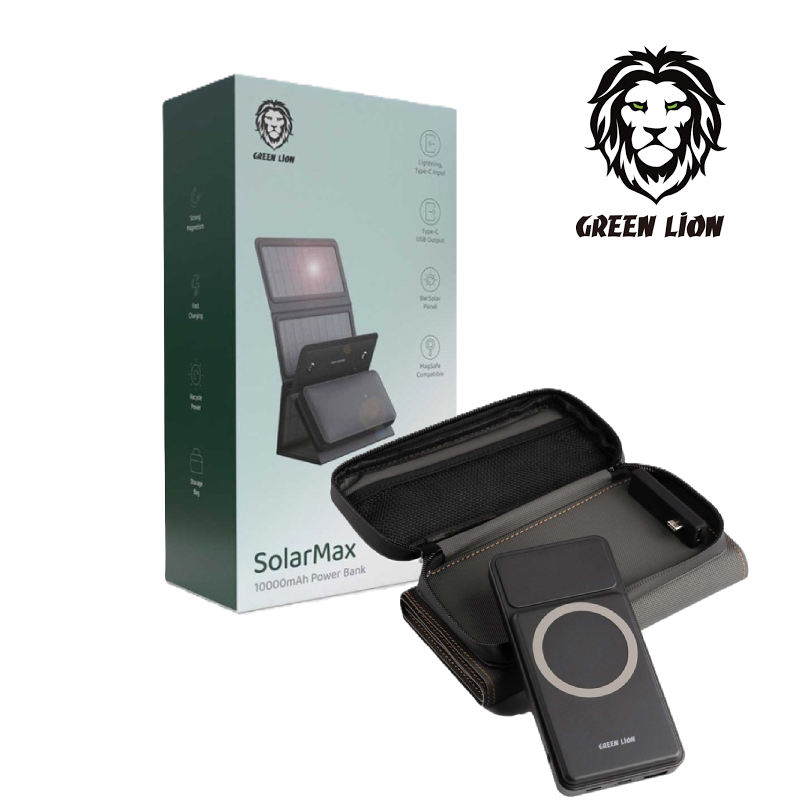 Green Lion SolarMax 10000mAh Power Bank GNSLRM10KPBBK